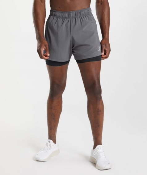 Gymshark Sport 5" 2 In 1 Shorts Herr Grå | SE-80472V