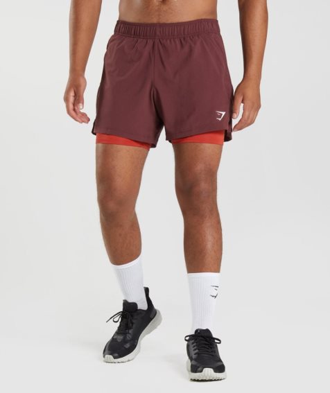 Gymshark Sport 5" 2 In 1 Shorts Herr Vinröda | SE-48637I