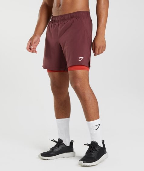 Gymshark Sport 7" 2 In 1 Shorts Herr Vinröda | SE-56304X