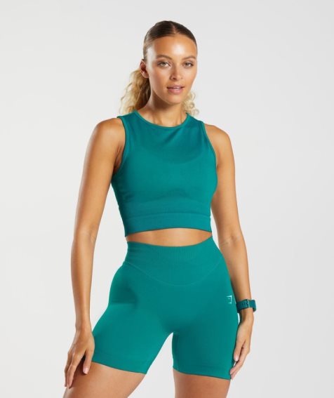 Gymshark Sweat Seamless Midi Linnen Dam Turkos | SE-03728N