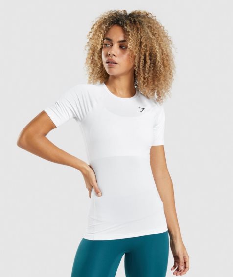 Gymshark Tränings Baselayer T-shirt Dam Vita | SE-07425J