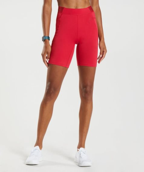 Gymshark Tränings Brandmark Cycling Shorts Dam Röda | SE-58927Y