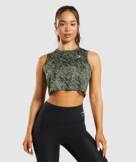 Gymshark Tränings Crop Linnen Dam Gröna | SE-67813L