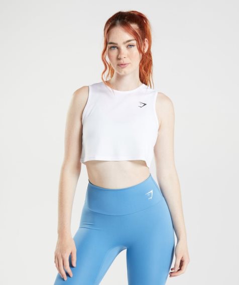 Gymshark Tränings Crop Linnen Dam Vita | SE-78451Z