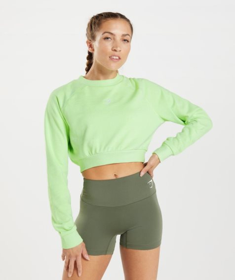 Gymshark Tränings Cropped Tröjor Dam Gröna | SE-69170W