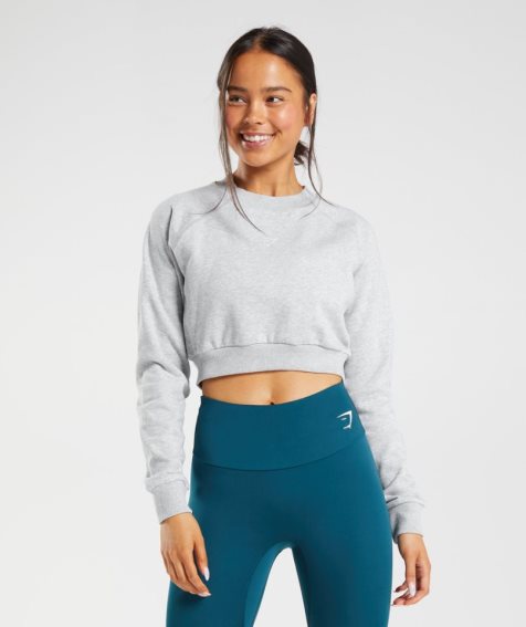 Gymshark Tränings Cropped Tröjor Dam Ljusgrå | SE-54793B