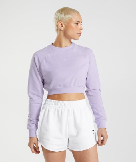 Gymshark Tränings Cropped Tröjor Dam Ljuslila | SE-67524M