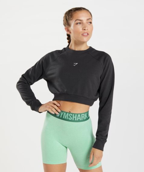 Gymshark Tränings Cropped Tröjor Dam Svarta | SE-31480T