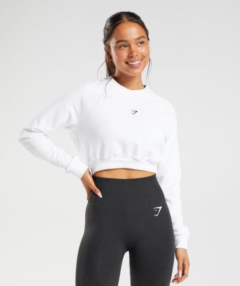 Gymshark Tränings Cropped Tröjor Dam Vita | SE-38145G