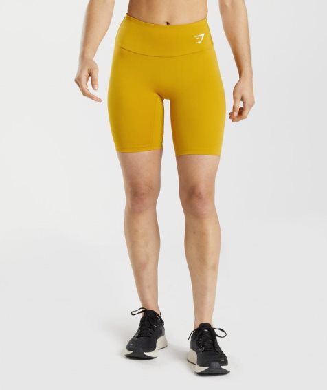 Gymshark Tränings Cycling Shorts Dam Gula | SE-41306Q