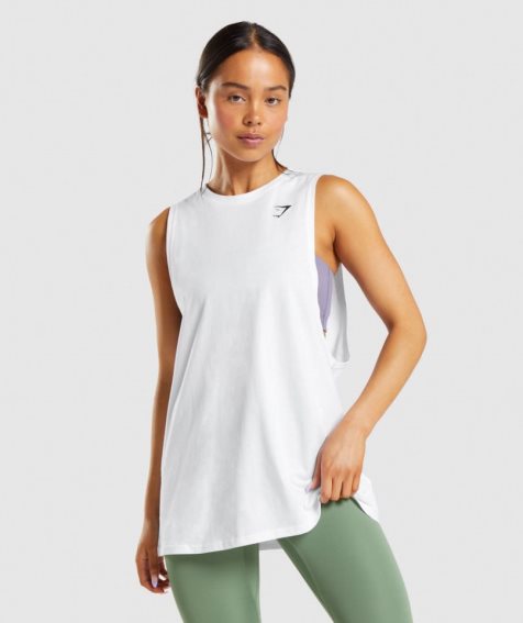 Gymshark Tränings Drop Arm Linnen Dam Vita | SE-18726M