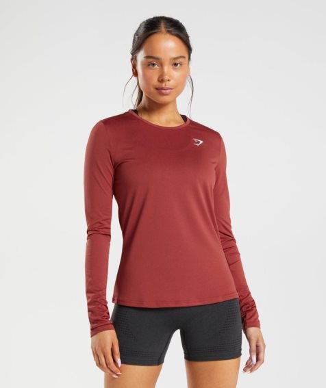 Gymshark Tränings Long Sleeve Top T-shirt Dam Röda | SE-03572B