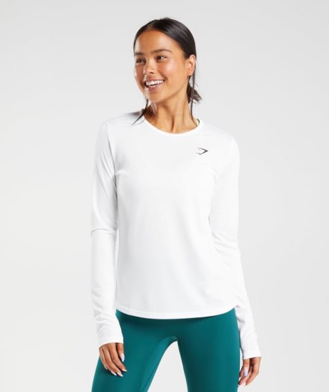 Gymshark Tränings Long Sleeve Top T-shirt Dam Vita | SE-90614W