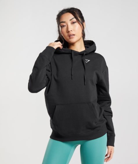 Gymshark Tränings Oversized Hoodie Dam Svarta | SE-02467T