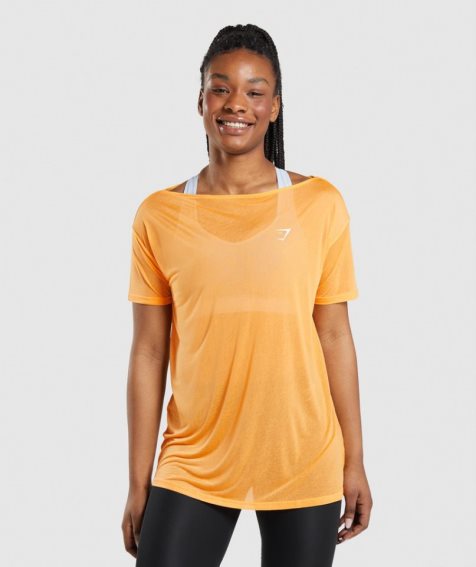 Gymshark Tränings Oversized Top T-shirt Dam Orange | SE-80297K