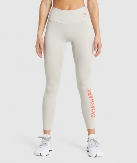 Gymshark Tränings Tryck Leggings Dam Grädde | SE-28795F