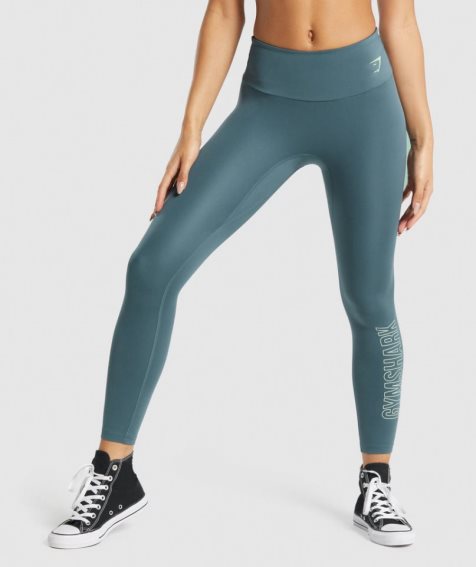 Gymshark Tränings Tryck Leggings Dam Marinblå | SE-82196J