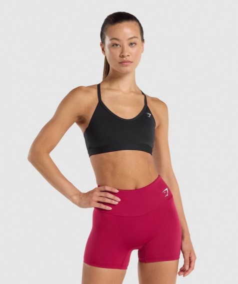 Gymshark V Neck Sport Bh Dam Svarta | SE-26378C