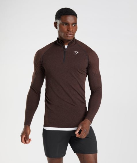 Gymshark Vital Light 1/4 Zip Tröjor Herr Mörkbruna | SE-59283H