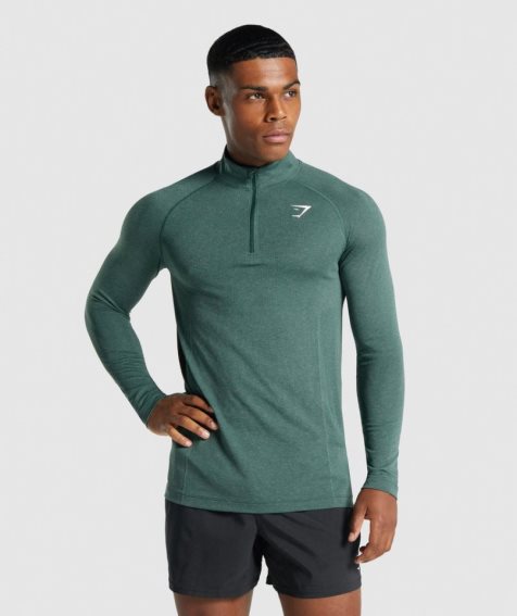 Gymshark Vital Light 1/4 Zip Tröjor Herr Mörkgröna | SE-83720H