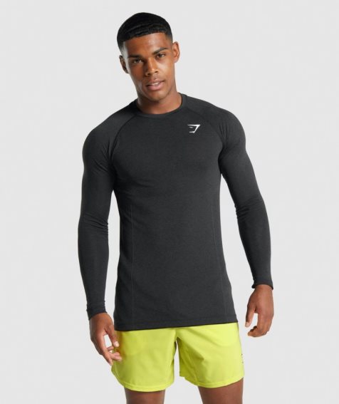 Gymshark Vital Light Seamless Long Sleeve T-shirt Herr Svarta | SE-61940D