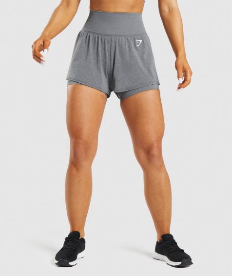 Gymshark Vital Seamless 2.0 2-in-1 Shorts Dam Grå | SE-46120X