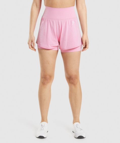 Gymshark Vital Seamless 2.0 2-in-1 Shorts Dam Rosa | SE-48250A