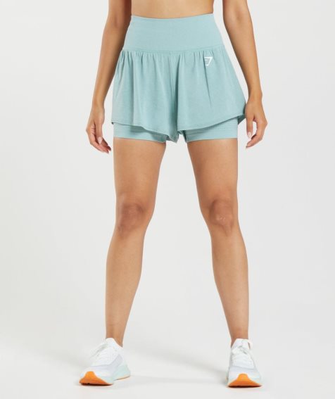 Gymshark Vital Seamless 2.0 2-in-1 Shorts Dam Ljusblå | SE-87634P