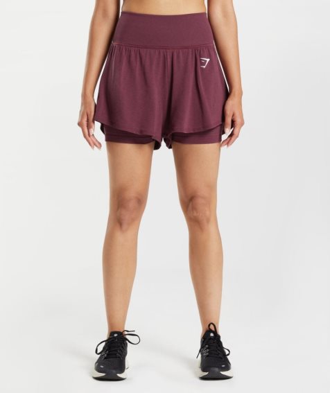 Gymshark Vital Seamless 2.0 2-in-1 Shorts Dam Vinröda | SE-96721U