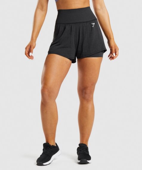 Gymshark Vital Seamless 2.0 2-in-1 Shorts Dam Svarta | SE-97341W