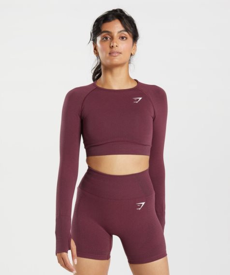 Gymshark Vital Seamless 2.0 Beskurna Toppar Dam Vinröda | SE-06137X