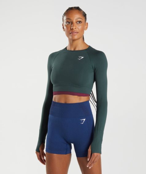 Gymshark Vital Seamless 2.0 Beskurna Toppar Dam Mörkgröna | SE-09154V