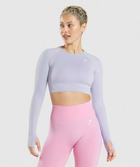 Gymshark Vital Seamless 2.0 Beskurna Toppar Dam Ljusblå | SE-56937F