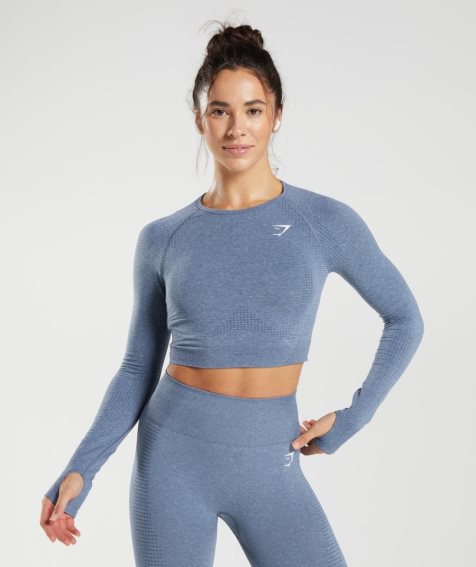 Gymshark Vital Seamless 2.0 Beskurna Toppar Dam Blå | SE-79352G