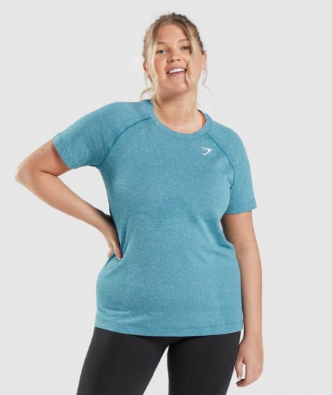 Gymshark Vital Seamless 2.0 Light T-shirt Dam Turkos | SE-95264I