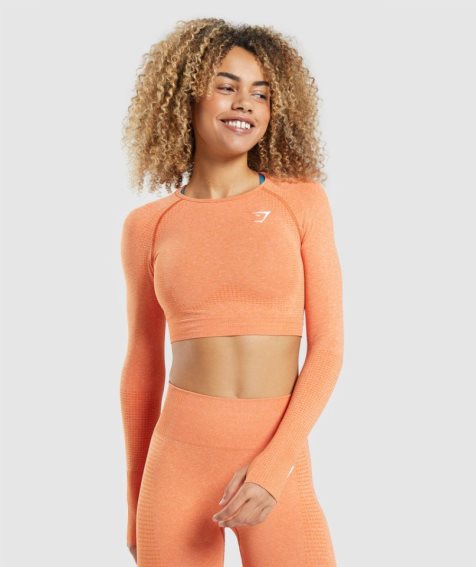 Gymshark Vital Seamless 2.0 Long Sleeve Beskurna Toppar Dam Orange | SE-96132Z