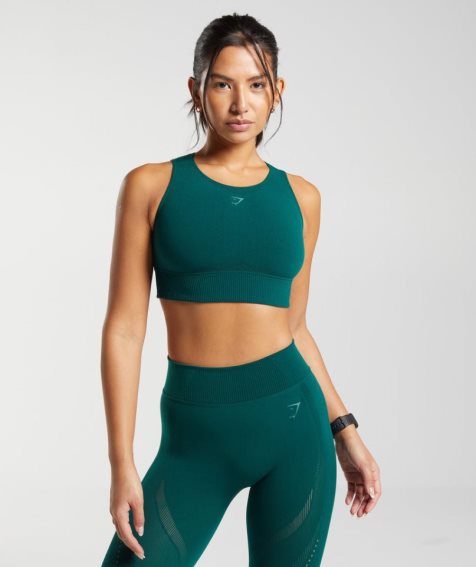 Gymshark Warp Knit Beskurna Toppar Dam Gröna | SE-59671R