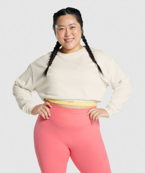 Gymshark Whitney Cropped Tröjor Dam Grädde | SE-39015E