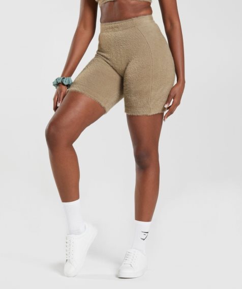 Gymshark Whitney Eyelash Knit Shorts Dam Khaki | SE-54396U