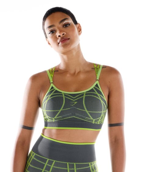 Gymshark Wtflex Linear Seamless Sport Bh Dam Gröna | SE-87603A