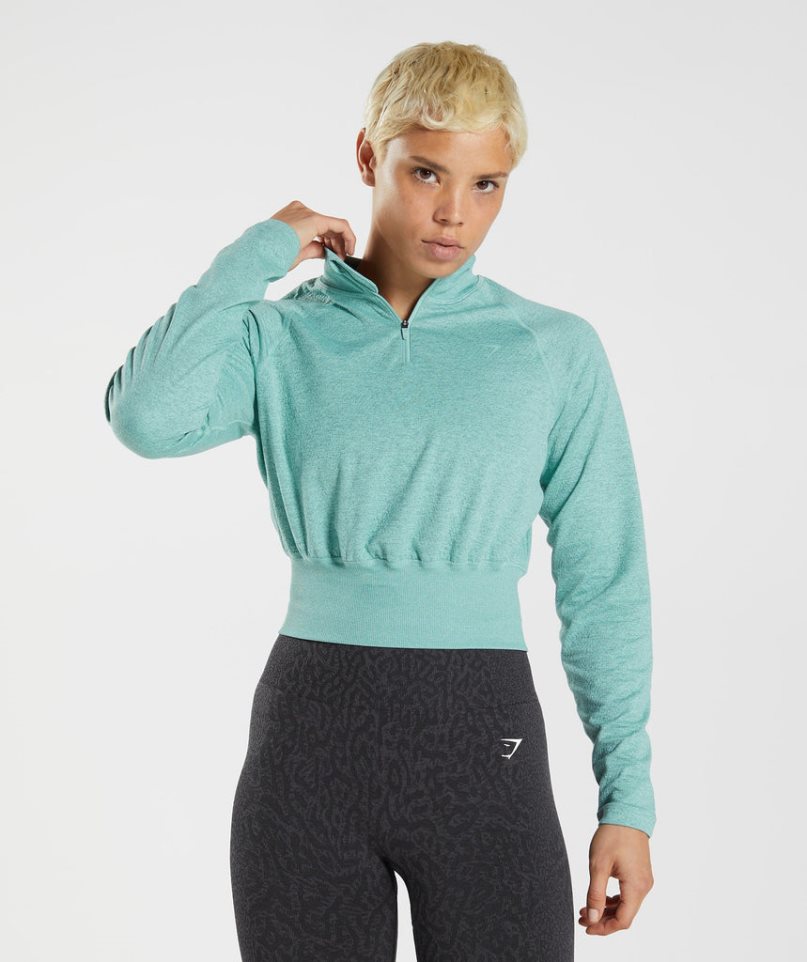 Gymshark 315 Long Sleeve Warmup Top Tröjor Dam Turkos | SE-84093O