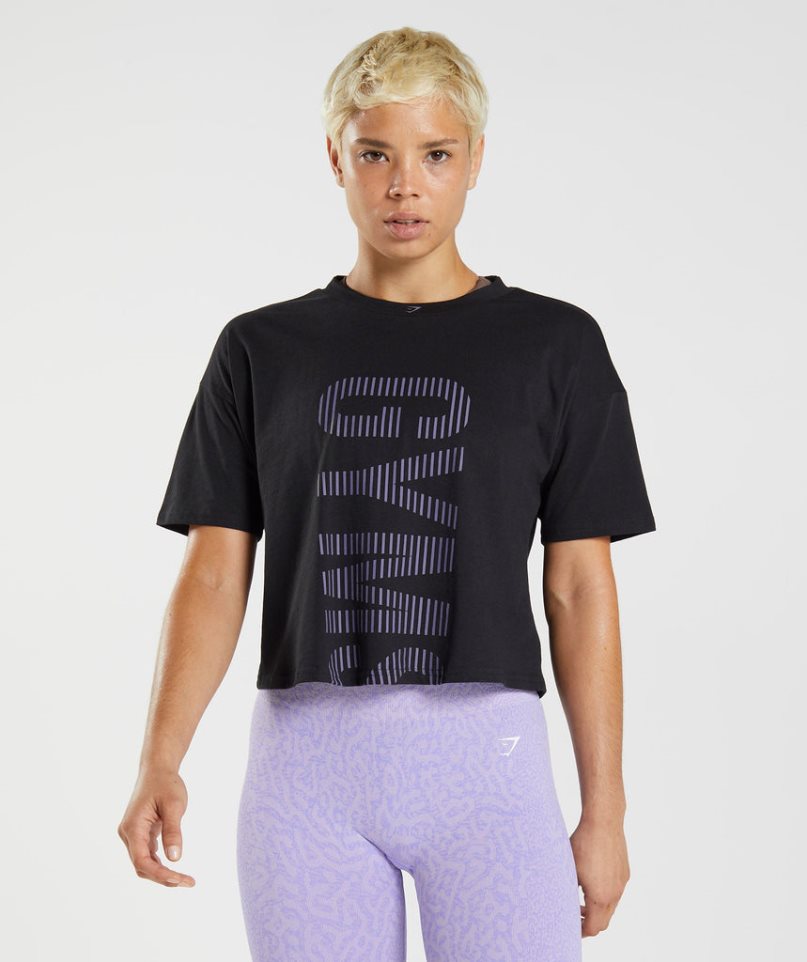 Gymshark 315 Midi T-shirt Dam Svarta | SE-92014H