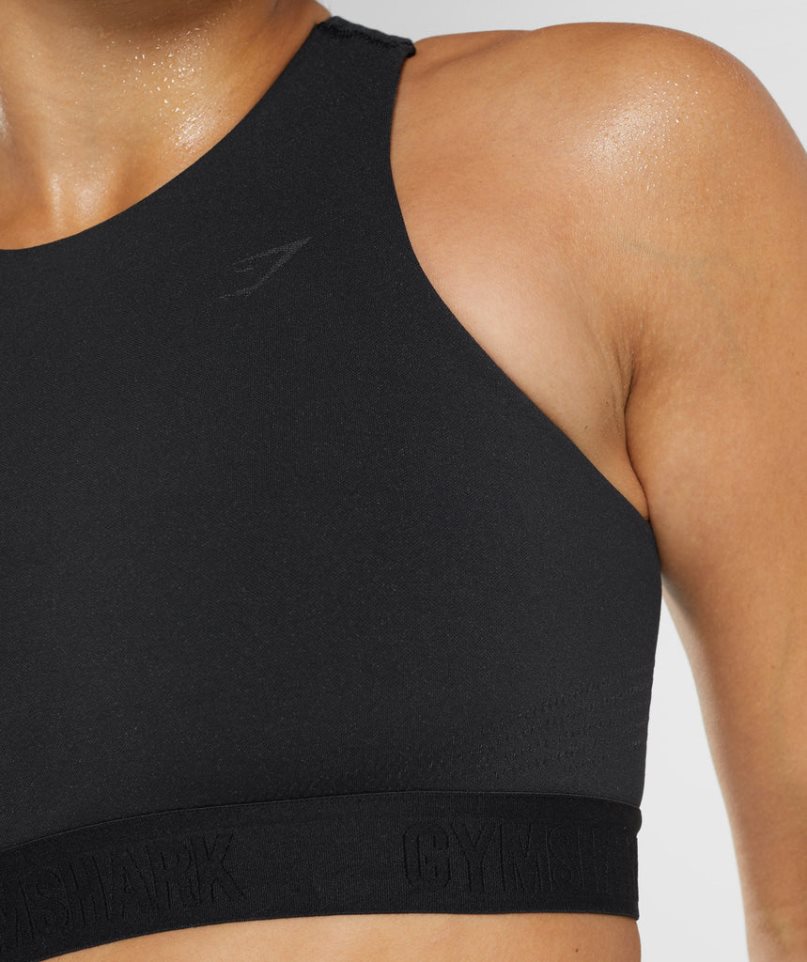 Gymshark 315 Performance High Neck Sport Bh Dam Svarta | SE-07986D