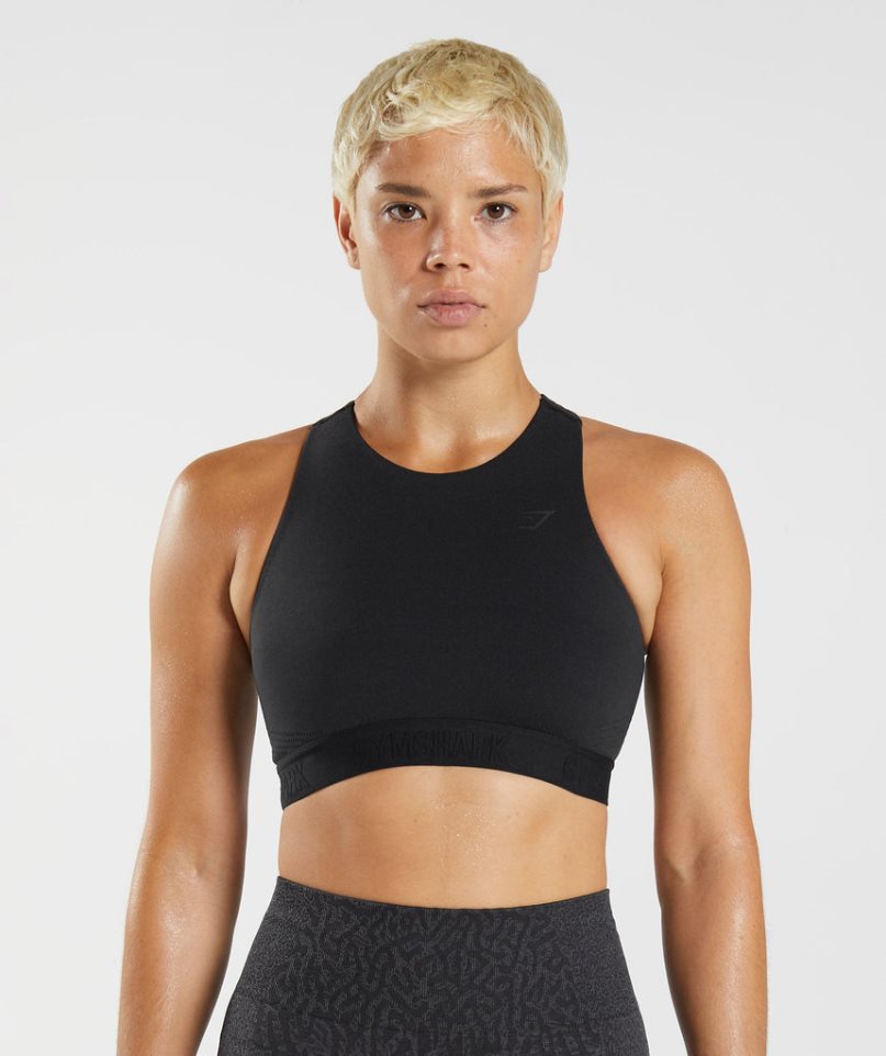 Gymshark 315 Performance High Neck Sport Bh Dam Svarta | SE-07986D