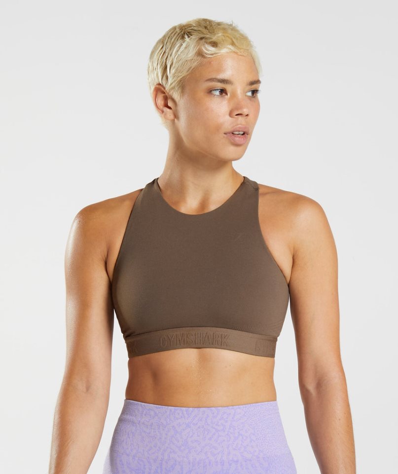 Gymshark 315 Performance High Neck Sport Bh Dam Mörkbruna | SE-94206I