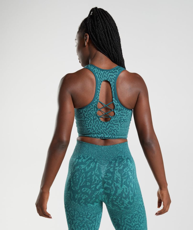 Gymshark Adapt Animal Seamless Crop Linnen Dam Turkos | SE-51270L