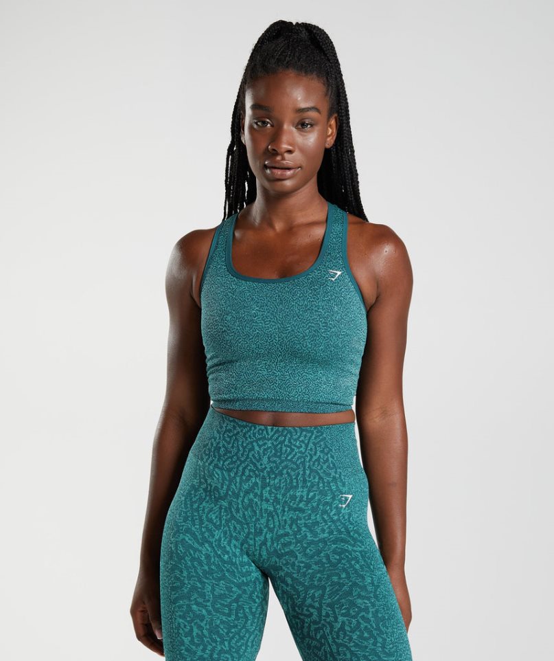 Gymshark Adapt Animal Seamless Crop Linnen Dam Turkos | SE-51270L