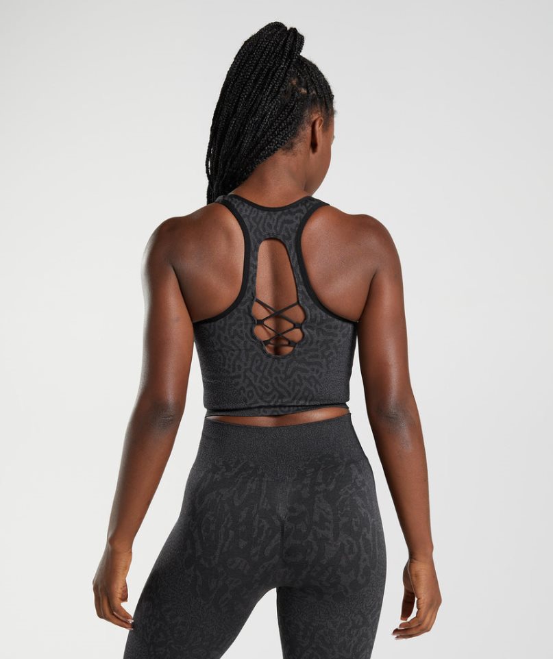 Gymshark Adapt Animal Seamless Crop Linnen Dam Svarta | SE-60458P