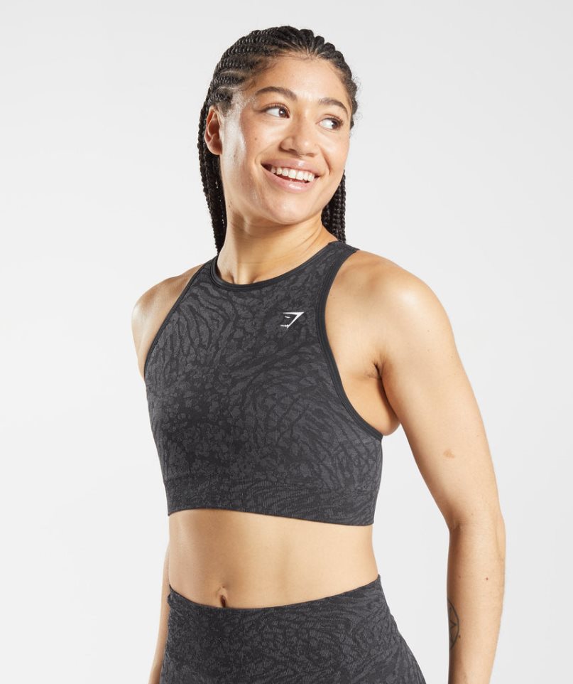 Gymshark Adapt Animal Seamless Sport Bh Dam Svarta | SE-04728H