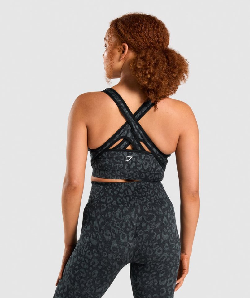 Gymshark Adapt Animal Seamless Sport Bh Dam Svarta | SE-96301I